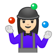 🤹🏻‍♀️ Emoji Jongleurin: helle Hautfarbe Google Android 10.0 March 2020 Feature Drop.