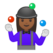 🤹🏾‍♀️ Emoji Jongleurin: mitteldunkle Hautfarbe Google Android 10.0 March 2020 Feature Drop.