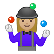 Émoji 🤹🏼‍♀️ Jongleuse : Peau Moyennement Claire sur Google Android 10.0 March 2020 Feature Drop.