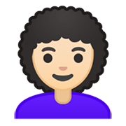👩🏻‍🦱 Emoji Mujer: Tono De Piel Claro Y Pelo Rizado en Google Android 10.0 March 2020 Feature Drop.