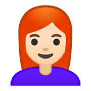 👩🏻‍🦰 Emoji Mujer: Tono De Piel Claro Y Pelo Pelirrojo en Google Android 10.0 March 2020 Feature Drop.