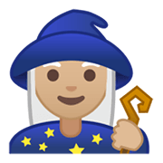 Emoji 🧙🏼‍♀️ Maga: Carnagione Abbastanza Chiara su Google Android 10.0 March 2020 Feature Drop.