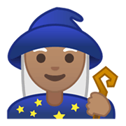 🧙🏽‍♀️ Emoji Magierin: mittlere Hautfarbe Google Android 10.0 March 2020 Feature Drop.