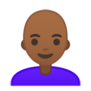 👩🏾‍🦲 Emoji Mujer: Tono De Piel Oscuro Medio Y Sin Pelo en Google Android 10.0 March 2020 Feature Drop.