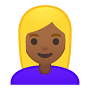 👱🏾‍♀️ Emoji Mujer Rubia: Tono De Piel Oscuro Medio en Google Android 10.0 March 2020 Feature Drop.