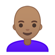 Emoji 👩🏽‍🦲 Donna: Carnagione Olivastra E Calvo su Google Android 10.0 March 2020 Feature Drop.