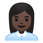 👩🏿‍💼 Emoji Oficinista Mujer: Tono De Piel Oscuro en Google Android 10.0 March 2020 Feature Drop.