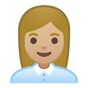 👩🏼‍💼 Emoji Oficinista Mujer: Tono De Piel Claro Medio en Google Android 10.0 March 2020 Feature Drop.