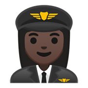 👩🏿‍✈️ Emoji Piloto De Avião Mulher: Pele Escura na Google Android 10.0 March 2020 Feature Drop.