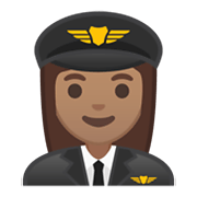 Émoji 👩🏽‍✈️ Pilote Femme : Peau Légèrement Mate sur Google Android 10.0 March 2020 Feature Drop.