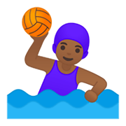 🤽🏾‍♀️ Emoji Mulher Jogando Polo Aquático: Pele Morena Escura na Google Android 10.0 March 2020 Feature Drop.
