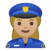 👮🏼‍♀️ Emoji Agente De Policía Mujer: Tono De Piel Claro Medio en Google Android 10.0 March 2020 Feature Drop.