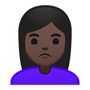 🙎🏿‍♀️ Emoji Mujer Haciendo Pucheros: Tono De Piel Oscuro en Google Android 10.0 March 2020 Feature Drop.
