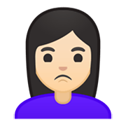 Emoji 🙎🏻‍♀️ Donna Imbronciata: Carnagione Chiara su Google Android 10.0 March 2020 Feature Drop.