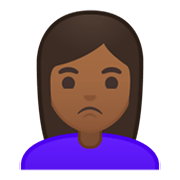 🙎🏾‍♀️ Emoji Mujer Haciendo Pucheros: Tono De Piel Oscuro Medio en Google Android 10.0 March 2020 Feature Drop.