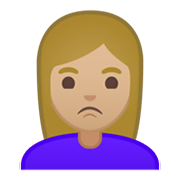 🙎🏼‍♀️ Emoji schmollende Frau: mittelhelle Hautfarbe Google Android 10.0 March 2020 Feature Drop.