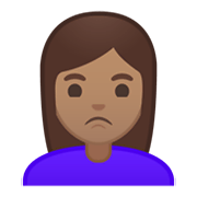 🙎🏽‍♀️ Emoji Mujer Haciendo Pucheros: Tono De Piel Medio en Google Android 10.0 March 2020 Feature Drop.