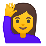 🙋‍♀️ Emoji Frau mit erhobenem Arm Google Android 10.0 March 2020 Feature Drop.