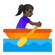 🚣🏿‍♀️ Emoji Mujer Remando En Un Bote: Tono De Piel Oscuro en Google Android 10.0 March 2020 Feature Drop.