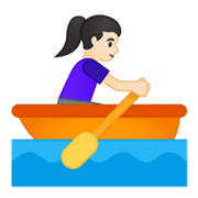 🚣🏻‍♀️ Emoji Frau im Ruderboot: helle Hautfarbe Google Android 10.0 March 2020 Feature Drop.