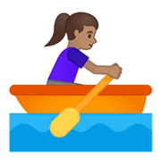 🚣🏽‍♀️ Emoji Mujer Remando En Un Bote: Tono De Piel Medio en Google Android 10.0 March 2020 Feature Drop.