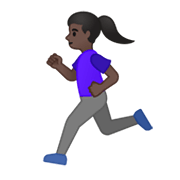 🏃🏿‍♀️ Emoji Mujer Corriendo: Tono De Piel Oscuro en Google Android 10.0 March 2020 Feature Drop.