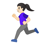 🏃🏻‍♀️ Emoji Mujer Corriendo: Tono De Piel Claro en Google Android 10.0 March 2020 Feature Drop.
