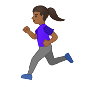 🏃🏾‍♀️ Emoji Mujer Corriendo: Tono De Piel Oscuro Medio en Google Android 10.0 March 2020 Feature Drop.