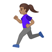 🏃🏽‍♀️ Emoji Mujer Corriendo: Tono De Piel Medio en Google Android 10.0 March 2020 Feature Drop.