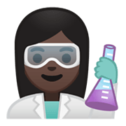 👩🏿‍🔬 Emoji Cientista Mulher: Pele Escura na Google Android 10.0 March 2020 Feature Drop.