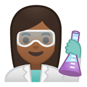 👩🏾‍🔬 Emoji Cientista Mulher: Pele Morena Escura na Google Android 10.0 March 2020 Feature Drop.