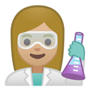 👩🏼‍🔬 Emoji Cientista Mulher: Pele Morena Clara na Google Android 10.0 March 2020 Feature Drop.