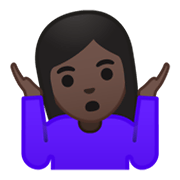 🤷🏿‍♀️ Emoji Mujer Encogida De Hombros: Tono De Piel Oscuro en Google Android 10.0 March 2020 Feature Drop.