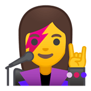Émoji 👩‍🎤 Chanteuse sur Google Android 10.0 March 2020 Feature Drop.