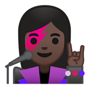 Emoji 👩🏿‍🎤 Cantante Donna: Carnagione Scura su Google Android 10.0 March 2020 Feature Drop.