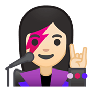 👩🏻‍🎤 Emoji Sängerin: helle Hautfarbe Google Android 10.0 March 2020 Feature Drop.