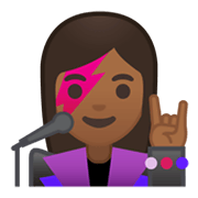 Emoji 👩🏾‍🎤 Cantante Donna: Carnagione Abbastanza Scura su Google Android 10.0 March 2020 Feature Drop.