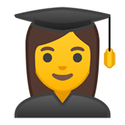Emoji 👩‍🎓 Studentessa su Google Android 10.0 March 2020 Feature Drop.