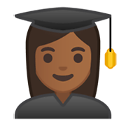 Emoji 👩🏾‍🎓 Studentessa: Carnagione Abbastanza Scura su Google Android 10.0 March 2020 Feature Drop.