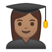 Emoji 👩🏽‍🎓 Studentessa: Carnagione Olivastra su Google Android 10.0 March 2020 Feature Drop.
