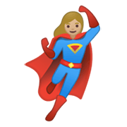 🦸🏼‍♀️ Emoji Super-heroína: Pele Morena Clara na Google Android 10.0 March 2020 Feature Drop.