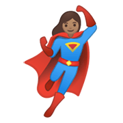 Emoji 🦸🏽‍♀️ Supereroina: Carnagione Olivastra su Google Android 10.0 March 2020 Feature Drop.