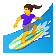 Émoji 🏄‍♀️ Surfeuse sur Google Android 10.0 March 2020 Feature Drop.