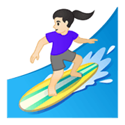 🏄🏻‍♀️ Emoji Mulher Surfista: Pele Clara na Google Android 10.0 March 2020 Feature Drop.
