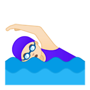 🏊🏻‍♀️ Emoji Mujer Nadando: Tono De Piel Claro en Google Android 10.0 March 2020 Feature Drop.