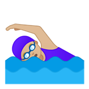 🏊🏼‍♀️ Emoji Mujer Nadando: Tono De Piel Claro Medio en Google Android 10.0 March 2020 Feature Drop.