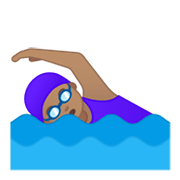 🏊🏽‍♀️ Emoji Mujer Nadando: Tono De Piel Medio en Google Android 10.0 March 2020 Feature Drop.