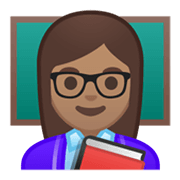👩🏽‍🏫 Emoji Lehrerin: mittlere Hautfarbe Google Android 10.0 March 2020 Feature Drop.
