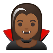 🧛🏾‍♀️ Emoji Mulher Vampira: Pele Morena Escura na Google Android 10.0 March 2020 Feature Drop.