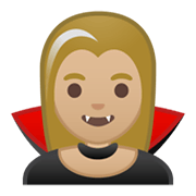 🧛🏼‍♀️ Emoji Mulher Vampira: Pele Morena Clara na Google Android 10.0 March 2020 Feature Drop.